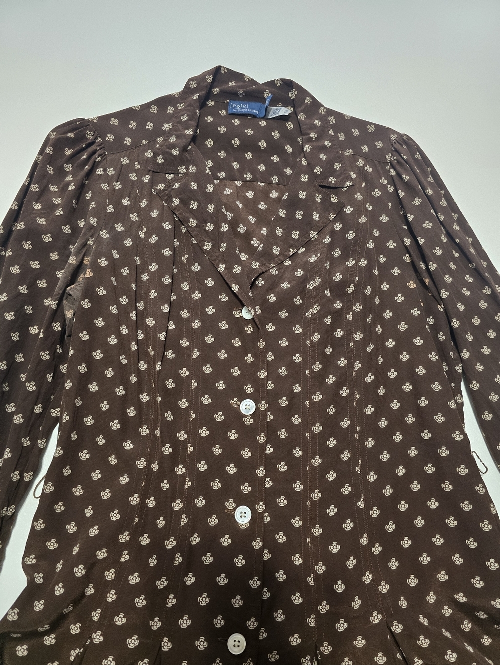 Polo Ralph Lauren Printed Shirt Dress Collared Long Sleeve Front Button Size 10 - Picture 4 of 14